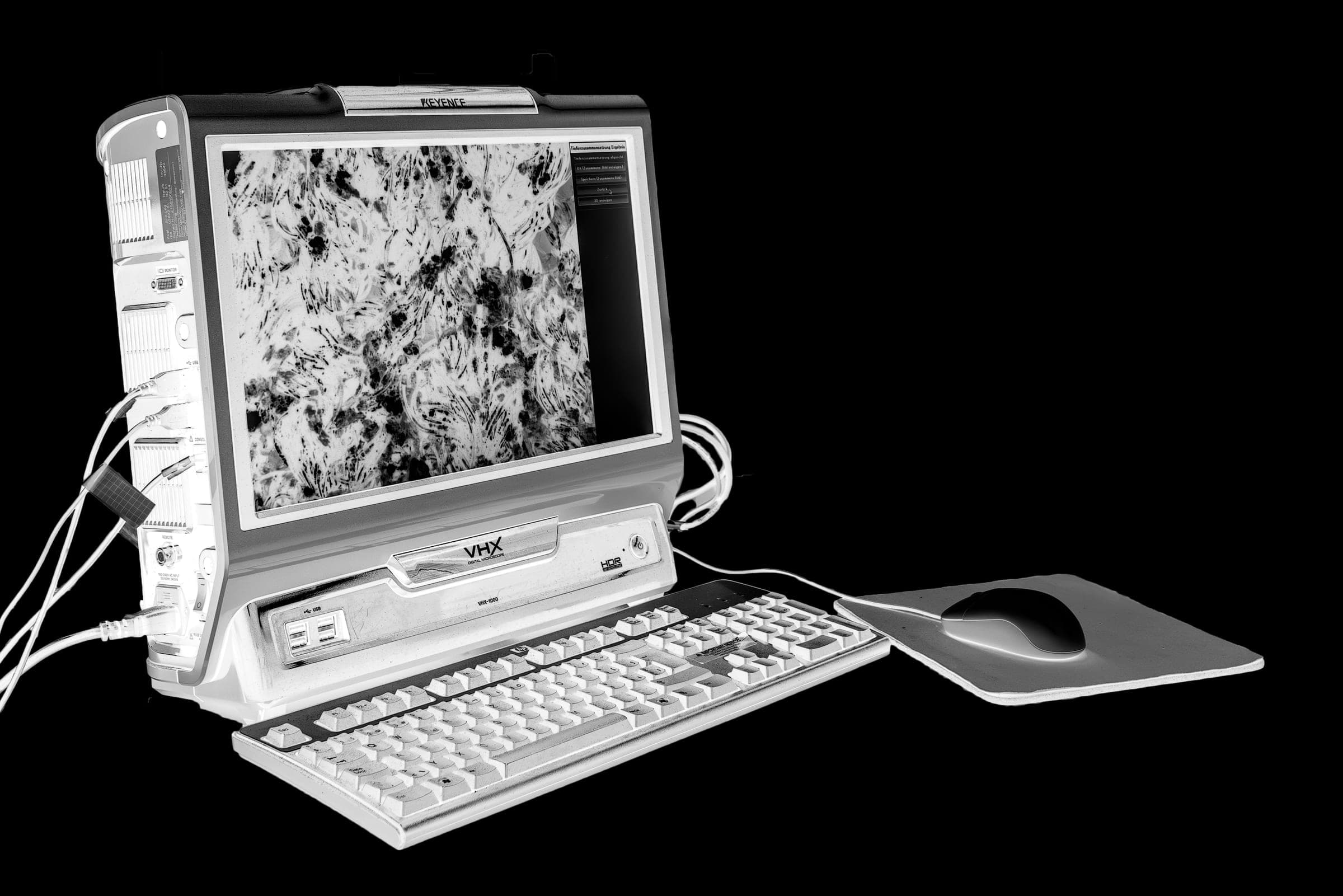 Microscopy workstation displaying fibre imagery